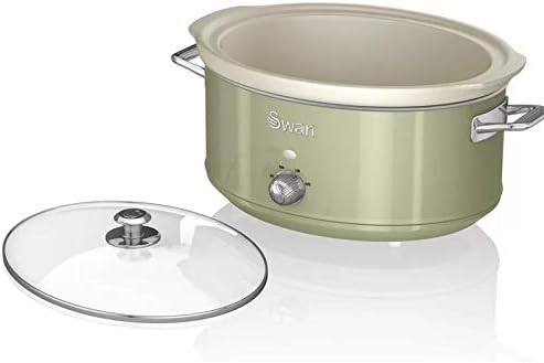 Swan Retro SF17031GN Slow Cooker 6,5L Abnehmbarer Kochbehälter, PFOA-und PTFE-freier Keramischer Ant