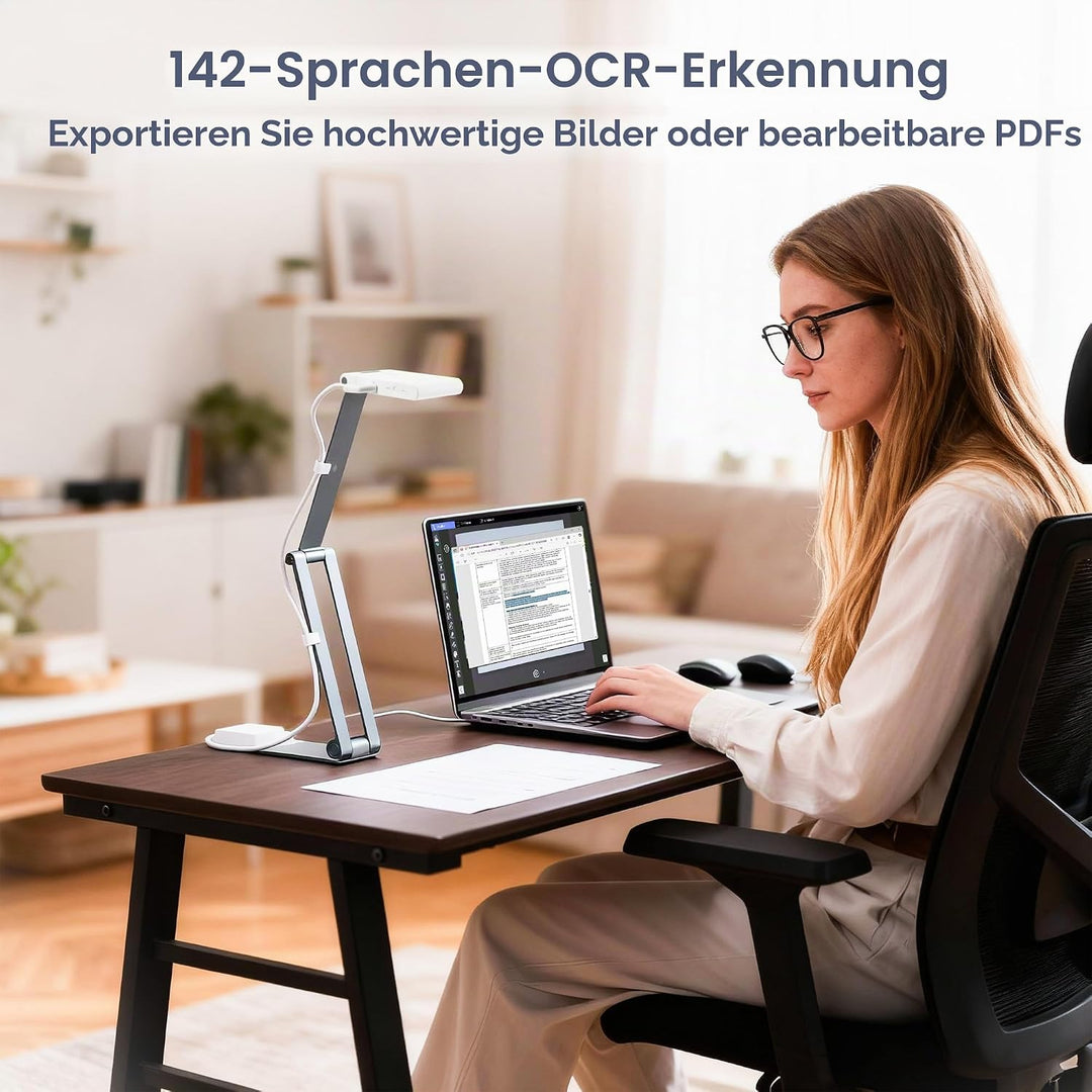 Dokumentenkamera Scanner USB Mobil: 16MP 4K A3 Dokumentenscanner mit Autofokus AI Rauschreduzierung