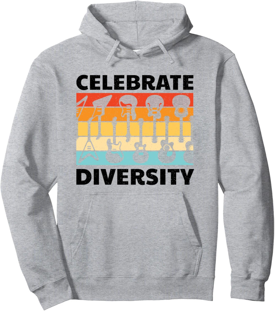 Lustige Gitarre feiert Vielfalt Vintage-Musik-Geschenk Pullover Hoodie