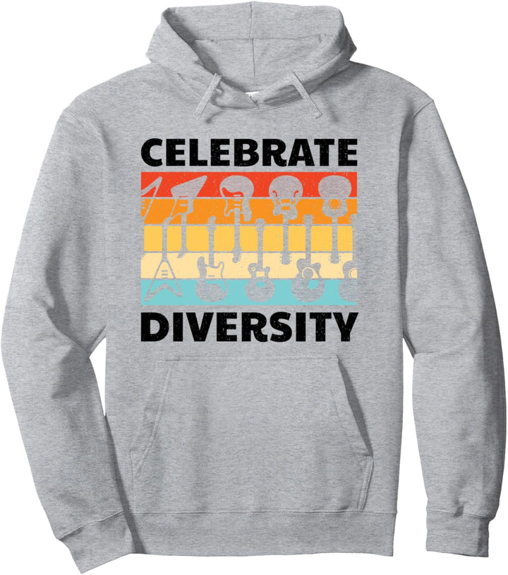 Lustige Gitarre feiert Vielfalt Vintage-Musik-Geschenk Pullover Hoodie