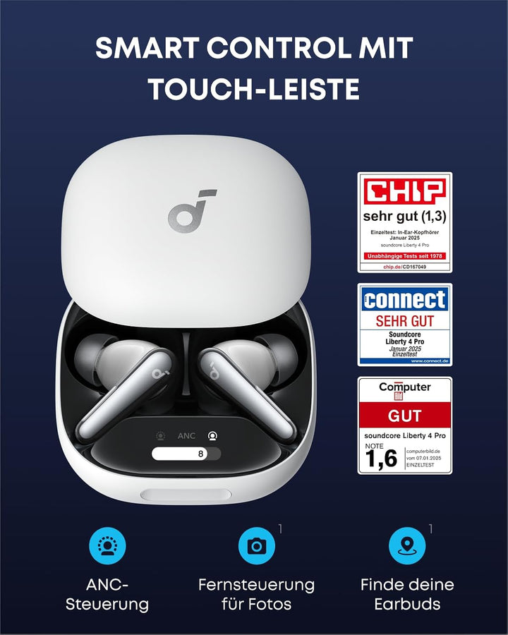 soundcore Liberty 4 Pro von Anker, Kabellose Noise Cancelling Kopfhörer, Earbuds mit 7 Sensoren, ANC