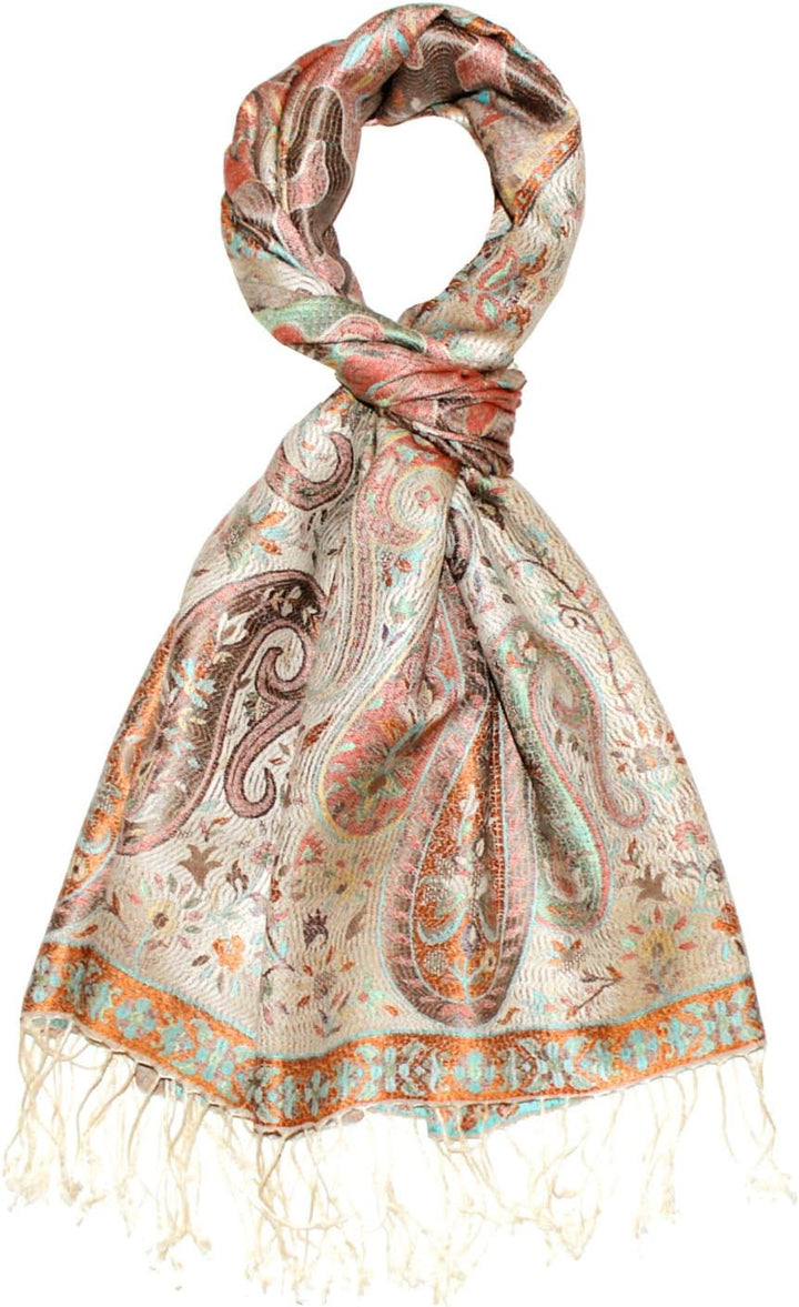 Lorenzo Cana Pashmina Schal Schaltuch jacquard gewebt 100% Seide 70 x 190 cm Paisley Muster Seidensc