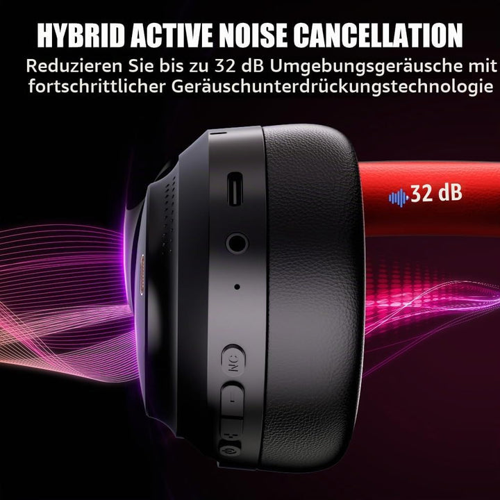 OBEST Over-Ear Noise Cancelling Kopfhörer Kabellos Bluetooth 5.3, Hybrid Active Geräuschunterdrückun