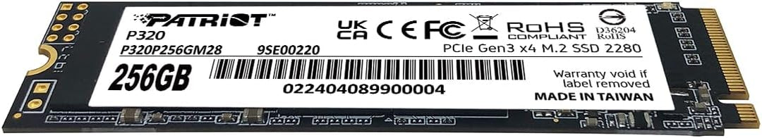 Patriot P320 256GB Interne SSD - NVMe PCIe Gen 3x4 - M.2 2280 - Solid State Drive - P320P256GM28, 25