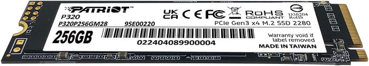 Patriot P320 256GB Interne SSD - NVMe PCIe Gen 3x4 - M.2 2280 - Solid State Drive - P320P256GM28, 25