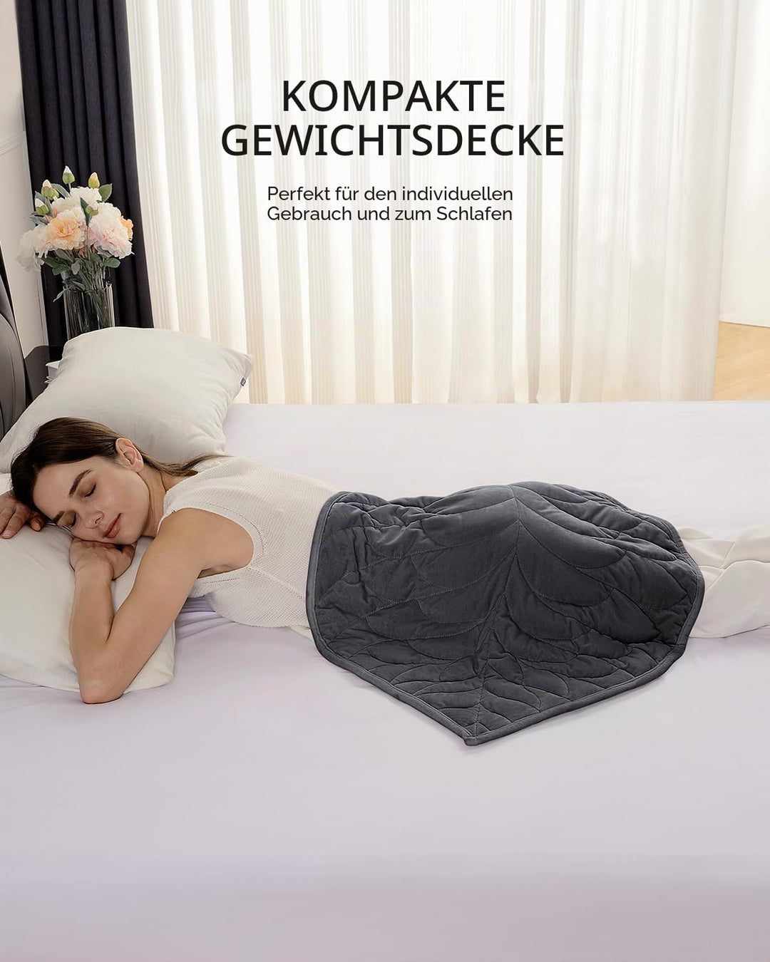 Sivio Kleine Gewichtsdecke 5 lbs (2.3 kg), 58x74 cm - Hochwertiges Kristallsamt Deckchen für Erwachs