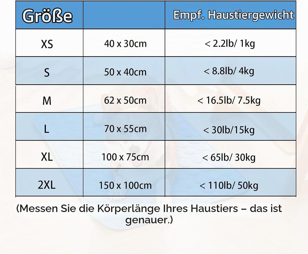 Kühlmatte Hund Katze Selbstkühlend Kühldecke für Hund Katze (100x75cm, XL) | Selbstkühlende Matte &amp;