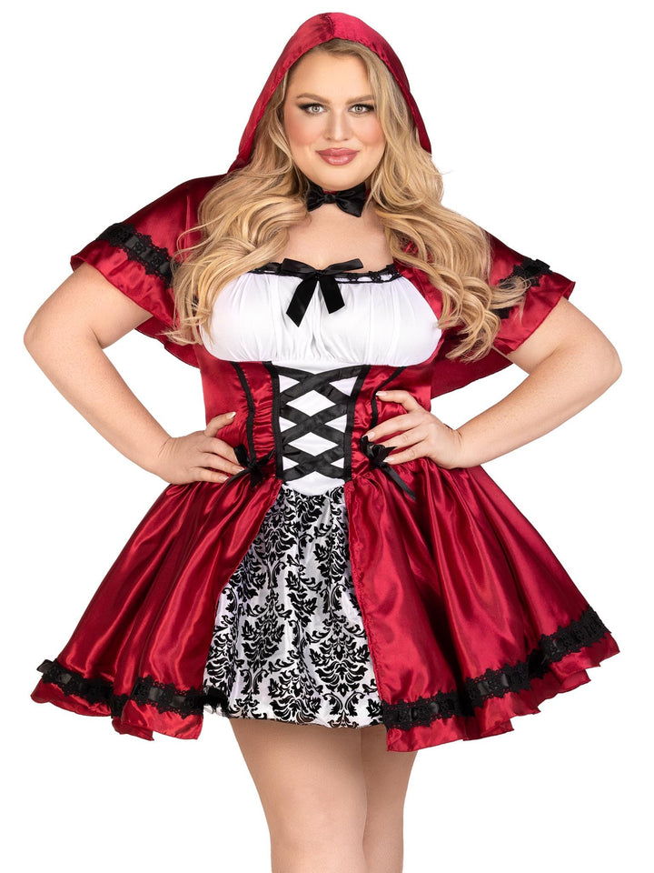 LEG AVENUE 85230 - 2Tl. Kostüm Set Gothic Riding Hood, Kostüm Damen Karneval, Rot-Weiss, XL