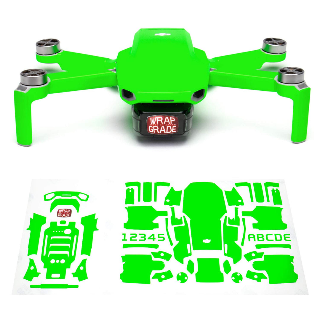 Wrapgrade Skin Sticker Set Kompatibel mit DJI Mini 2 (NEON Green), Neon Green