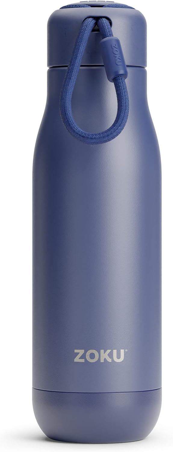 Zoku Pulverbeschichtete Flasche, 500 ml, doppelwandig, vakuumisoliert, Marineblau 18 oz Navy, 18 oz