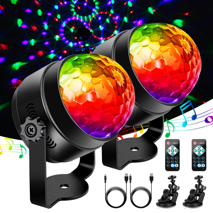 Auton 2 Packungen Discokugel 360° drehbares LED-Discolicht mit Musikaktivierung und Fernbedienung 3