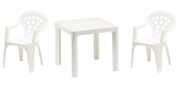 hLine Kinder Garten Sitzgruppe Tisch mit Stühlen Gartenstuhl Sessel (1 Tisch 2 Stühle weiss), 1 Tisc