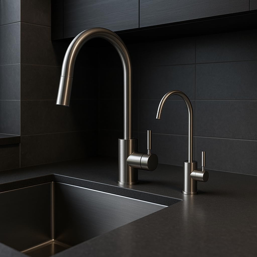 AORA® Ein-Weg-Wasserhahn SOFIA kompatibel mit AMWAY eSPRING Wasserfilter, Edelstahl massiv, Einweg W