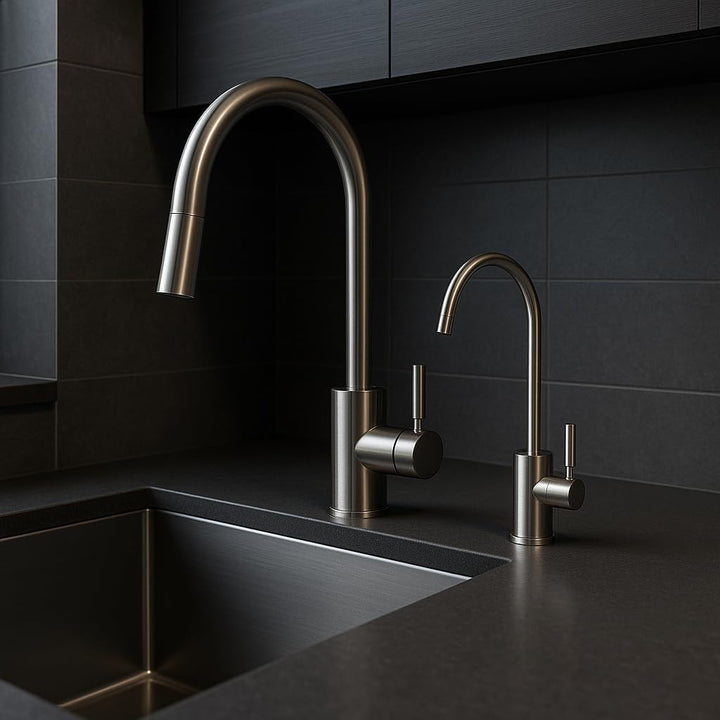 AORA® Ein-Weg-Wasserhahn SOFIA kompatibel mit AMWAY eSPRING Wasserfilter, Edelstahl massiv, Einweg W
