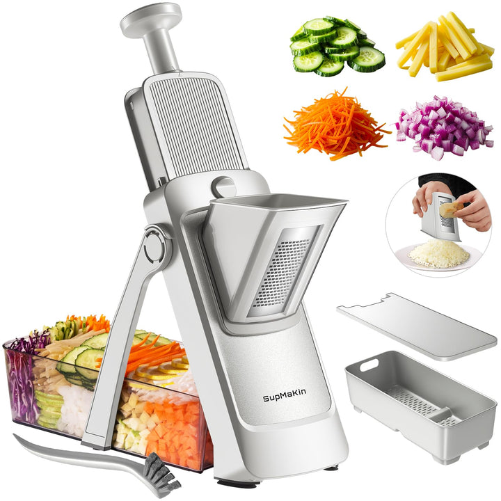 SupMakin Gemüseschneider, Once for All Verstellbar Gemüsehobel Genius Mandoline Vegetable Slicer Kar