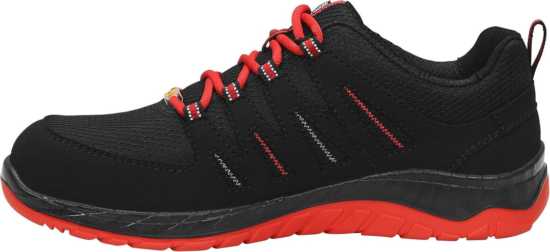 ELTEN Sicherheitsschuhe Maddox Black-red Low ESD S3S, Damen und Herren, Textil, Stahlkappe, leicht,