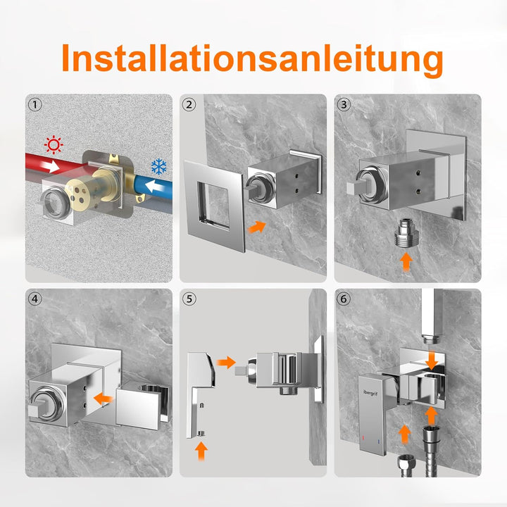 Ibergrif M22009 Unterputz-Einhebelmischer für WC & Bidet – Warm-/Kaltwasser, Handbrause mit Wandhalt