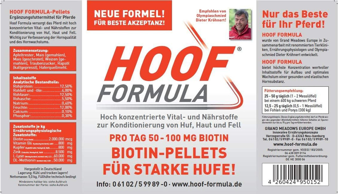 Biotin für Pferde - Zusatz-Futter für Pferde mit Zink, Vitamin B6, Lysin - 5kg Eimer Hoof Formula fü