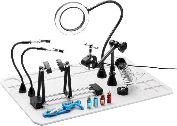 SainSmart 2-in-1 Luxuriöses Löt-Set mit Premium-Silikon-Lötmatte, kippbarem Platinenhalter mit 5-fac