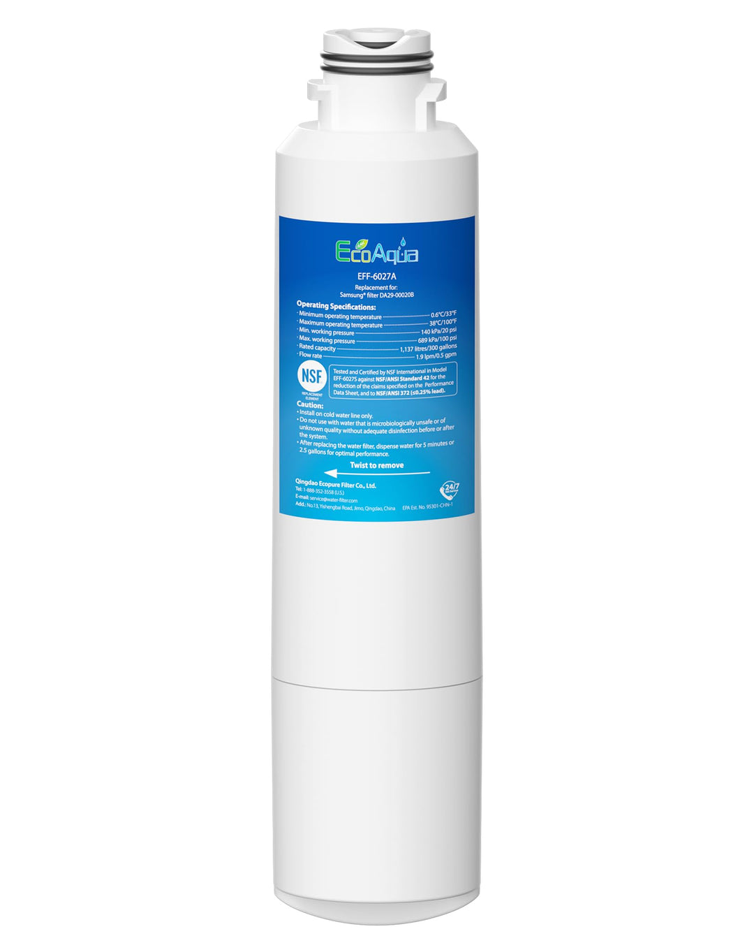 EcoAqua EFF-6027A Kühlschrank Wasserfilter Kompatibel mit Samsung DA29-00020B, DA29-00020A, 04609101