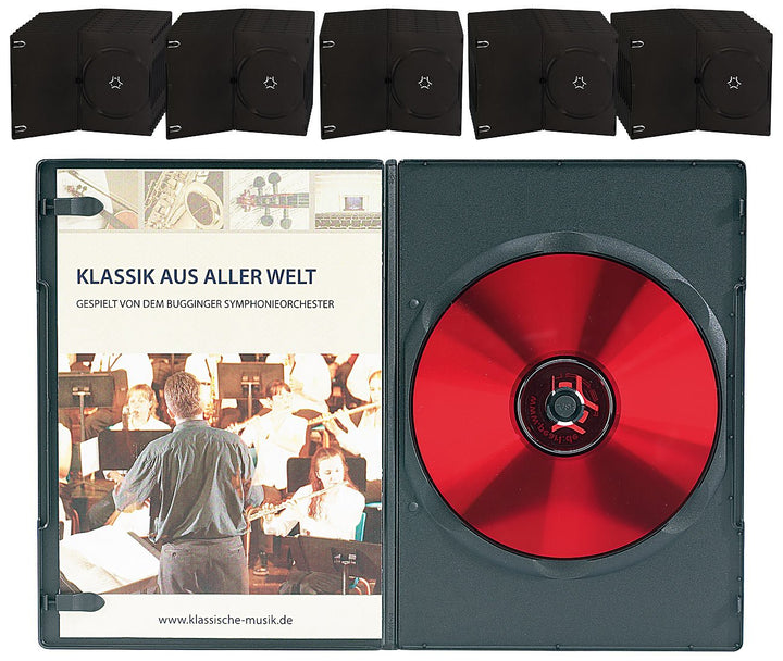 PEARL DVD Hüllen Slim: DVD Slim (7 mm) Einzel Box 50er-Set schwarz (Case, Leerhüllen, leer)