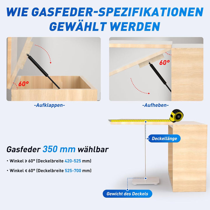 ARANA 350 mm 200N Gas Struts, 20 kg Gas Spring Replacement Gas Spring Hydraulic Holder for Cabinet D