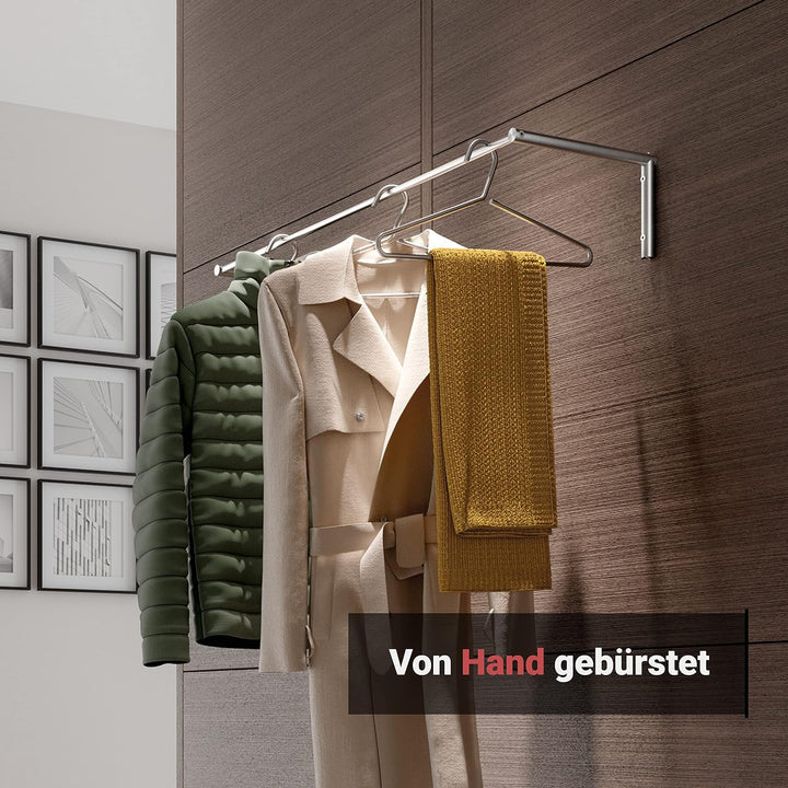 PHOS Design, G13-1000, 100 cm breite Edelstahl-Wandgarderobe 100 cm Breite, ohne Ablage, 100 cm Brei