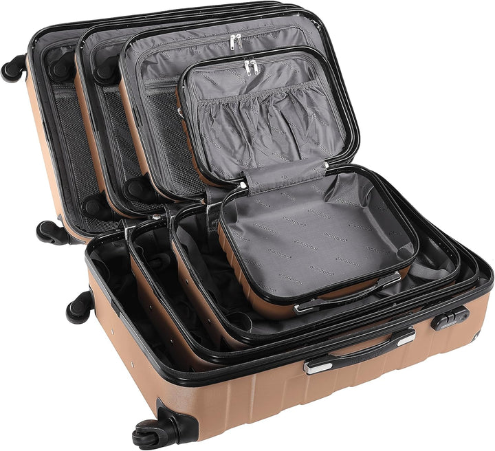 MONZANA® Kofferset Essential Hartschalen Koffer M-L-XL Gel-Griffe 4 Rollen Kantenschutz Beautycase S