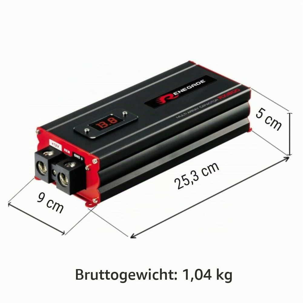 1 RENEGADE RX1800 Power Cap car Audio kondensator 18 Farad für systeme bis 18000 watt rms 1 2 3 4 5
