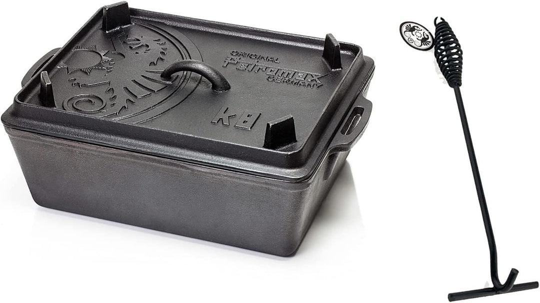 Petromax Dutch Oven Starter Set - K8, Schwarz, Emaillierter Gusseisen, Rechteckig