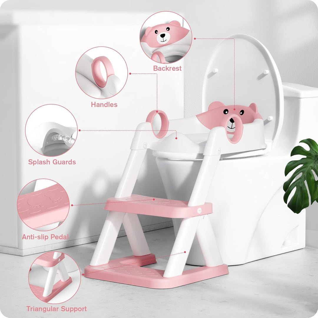 Toilettenleiter für Kinder, Upgraded Kindertoilette für Jungen und Mädchen, 2 in 1 Kind Toilettensit