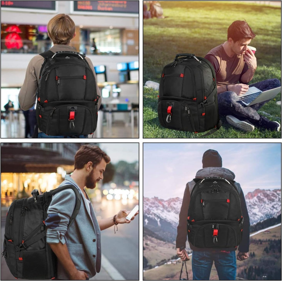 Laptop Rucksack Herren, 18 Zoll Grosser Arbeitsrucksack Reiserucksack Wasserdicht, mit USB Ladeansch