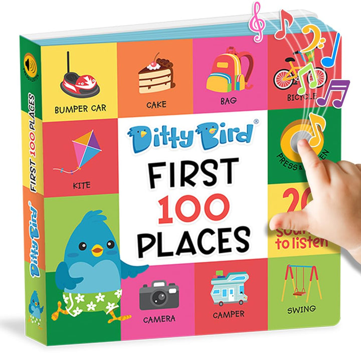 Ditty Bird Bücher: 100 Orte, 100 Wörter zum Lernen, Pappbücher für Kleinkinder 1-3, interaktive Büch