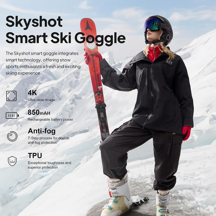 OhO Camera Ski Goggles, 4K Camera Snowboard Goggles with Adjusted View of Camera Recroding Wifi-Mult