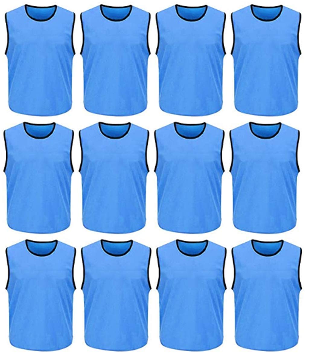 DreamHigh DH Herren Fussball-Sport-Team-Trainingswesten aus Netzstoff, 12 Stück himmelblau, himmelbl