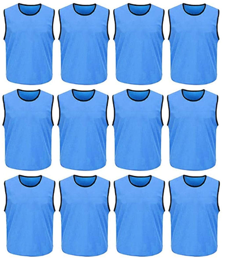 DreamHigh DH Herren Fussball-Sport-Team-Trainingswesten aus Netzstoff, 12 Stück himmelblau, himmelbl
