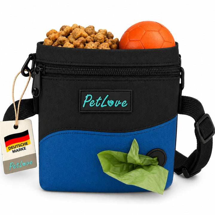 PetLove Leckerlibeutel für Hunde • Futterbeutel mit Magnetverschluss • Inklusive Kotbeutelspender &