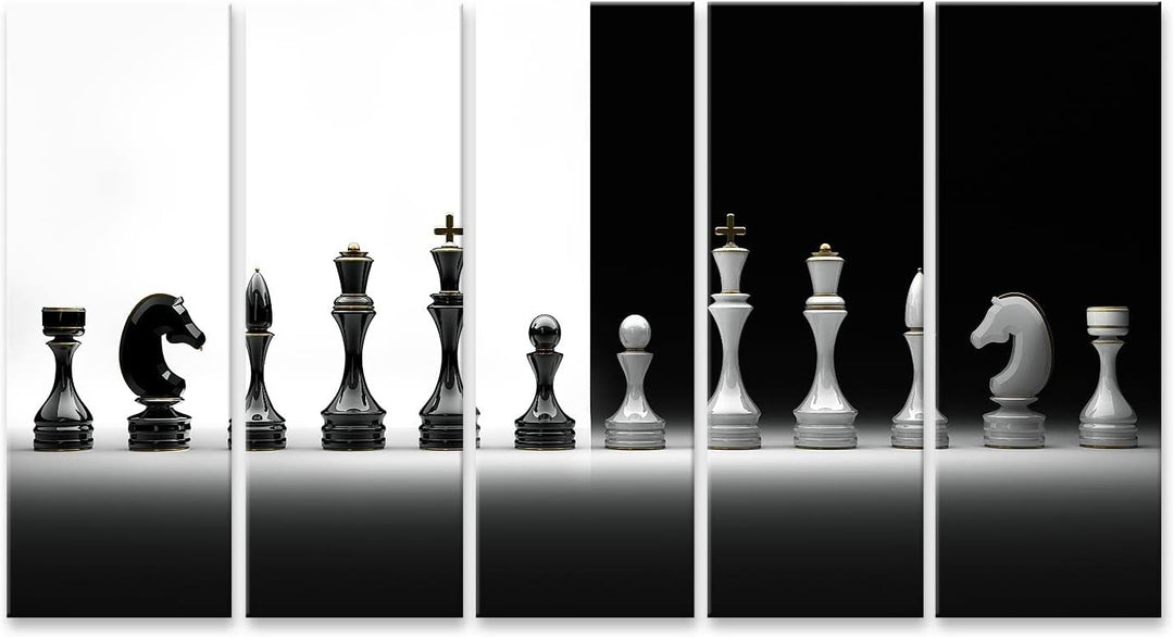 islandburner Bild auf Leinwand Komplettset Schach Bilder Wandbilder Poster, Leinwand 170x80cm - 5 Te