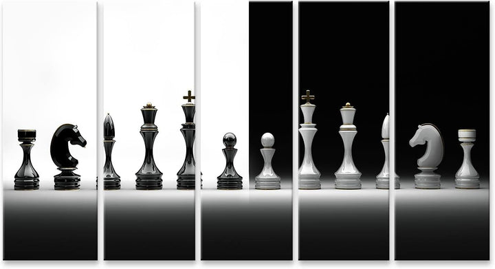 islandburner Bild auf Leinwand Komplettset Schach Bilder Wandbilder Poster, Leinwand 170x80cm - 5 Te