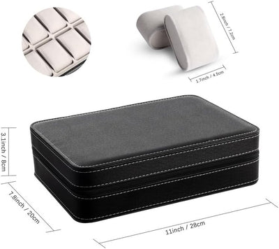 OSVINO Uhrenbox 10 Uhren Herren Schwarz Uhrenkasten Uhrenkissen aus Samt, Reise Schmuckkästchen Uhre