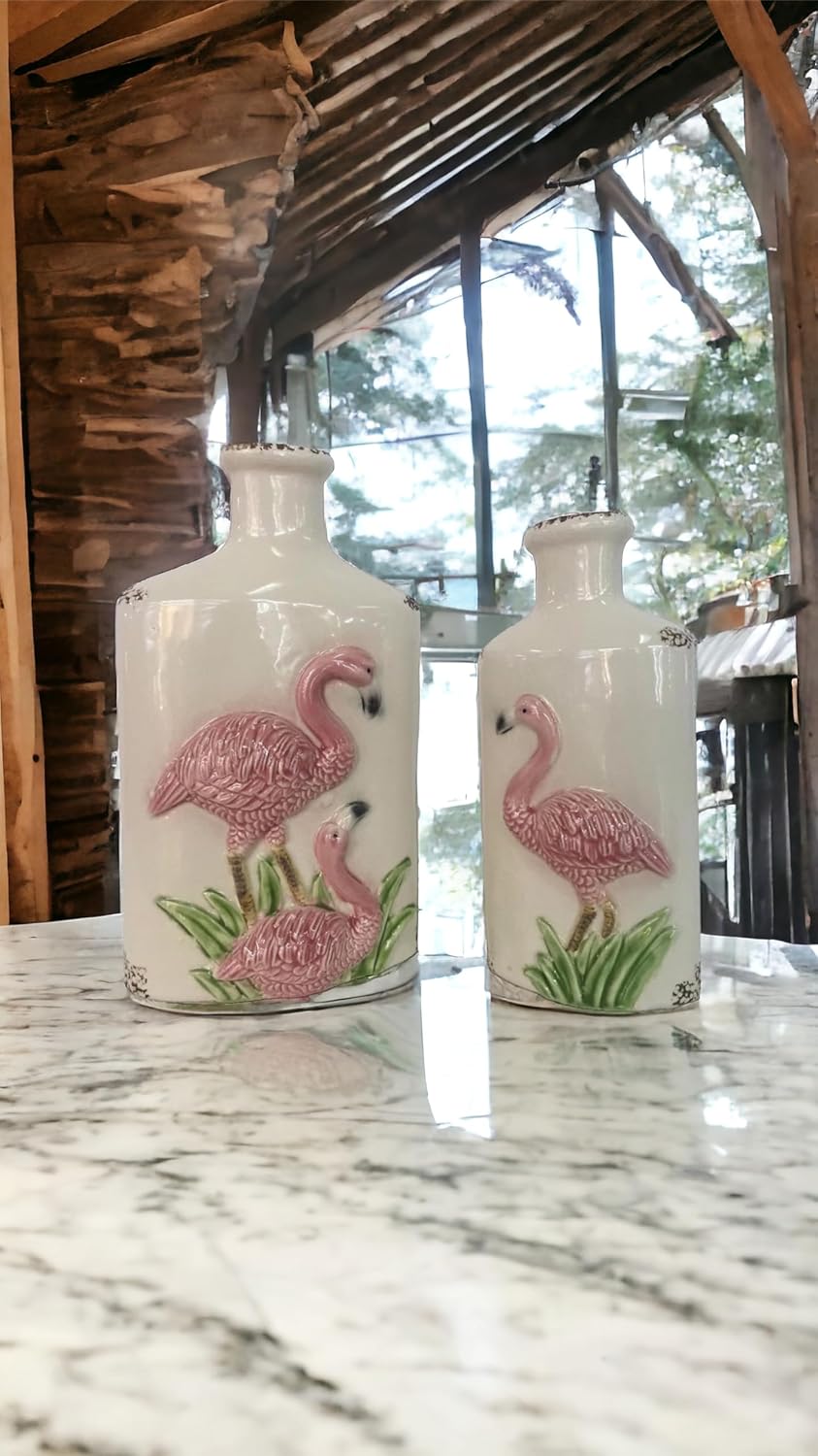Vase Pastel Tischvase Flamingo Blumentopf Origami Design Keramik Hohe nach Wahl (2er Set), 2er Set