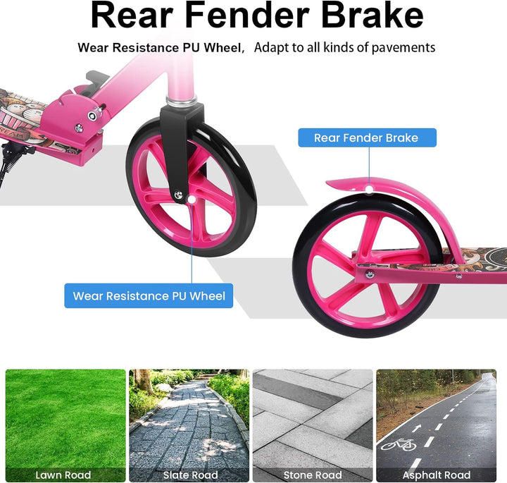 Roller Kinder Scooter, Wheel Scooter, Faltbarer Kinderroller für Kinder ab 5 Jahren, höhenverstellba