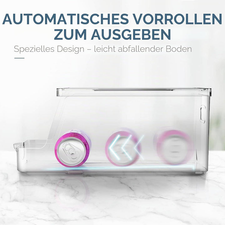 Soda-Dosenspender für Kühlschrank mit Deckel, stapelbarer Getränke-Organizer für Kühlschrank, transp