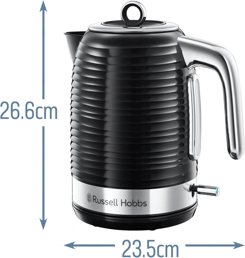 Russell Hobbs Wasserkocher [1,7l, 2400W] Inspire Schwarz mit hochwertiger Hochglanz-Struktur (Schnel