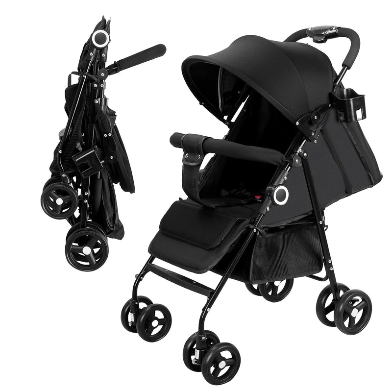 Vinteky 3 in 1 Kinderwagen, Klappbar Baby Buggy Kinderkraft mit 5 Punkt Sicherheitsgurt, Einhändig K