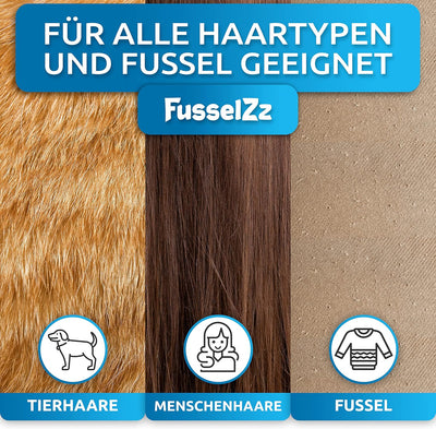 FusselZz® Home Premium Fusselrolle Schwarz Tierhaare - Selbstreinigender Tierhaarentferner zum Katze