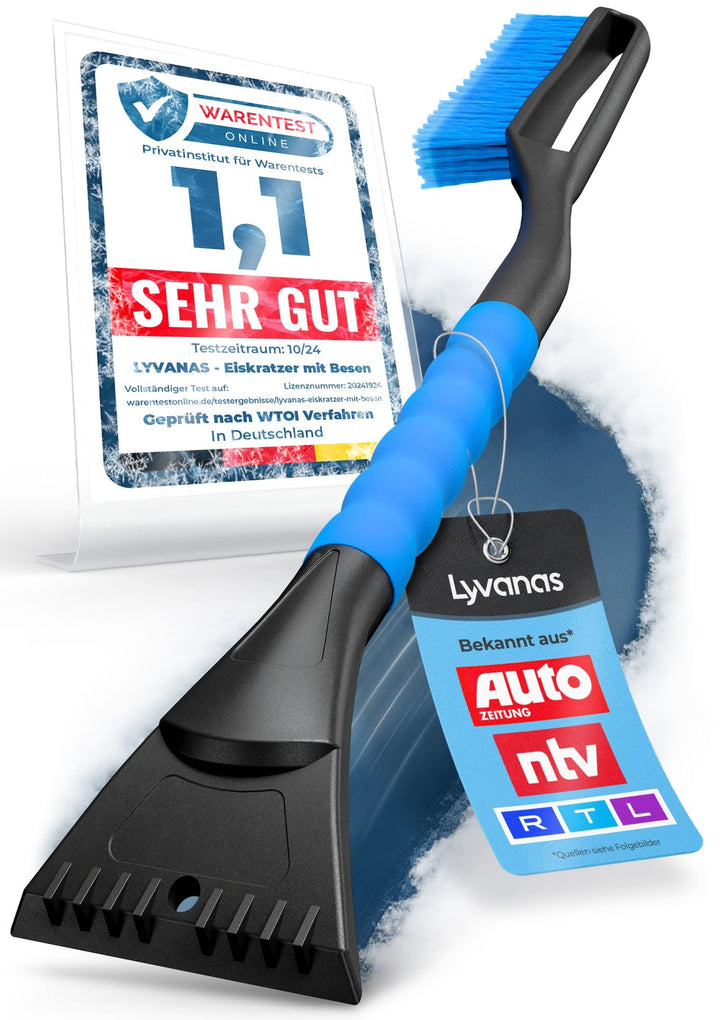 Eiskratzer Auto mit Besen TESTSIEGER 2025* - Ergonomischer Profi Schneebesen Auto schnell & stark -