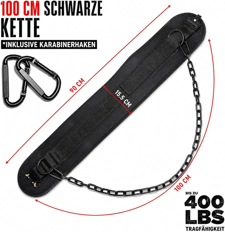 HELI MIAO Dip Gürtel mit Kette Dip Gürtel für Bodybuilding Krafttraining Gewichthebergürtel für Klim