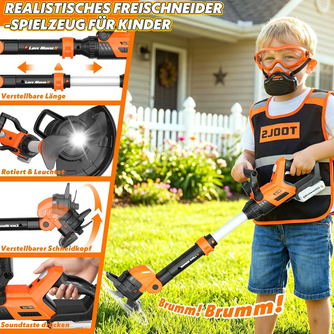 10 in 1 Gartenwerkzeug Kinder, Garten Outdoor Spielzeug ab 3 Jahre, Kinder Rasenmäher, Laubbläser &