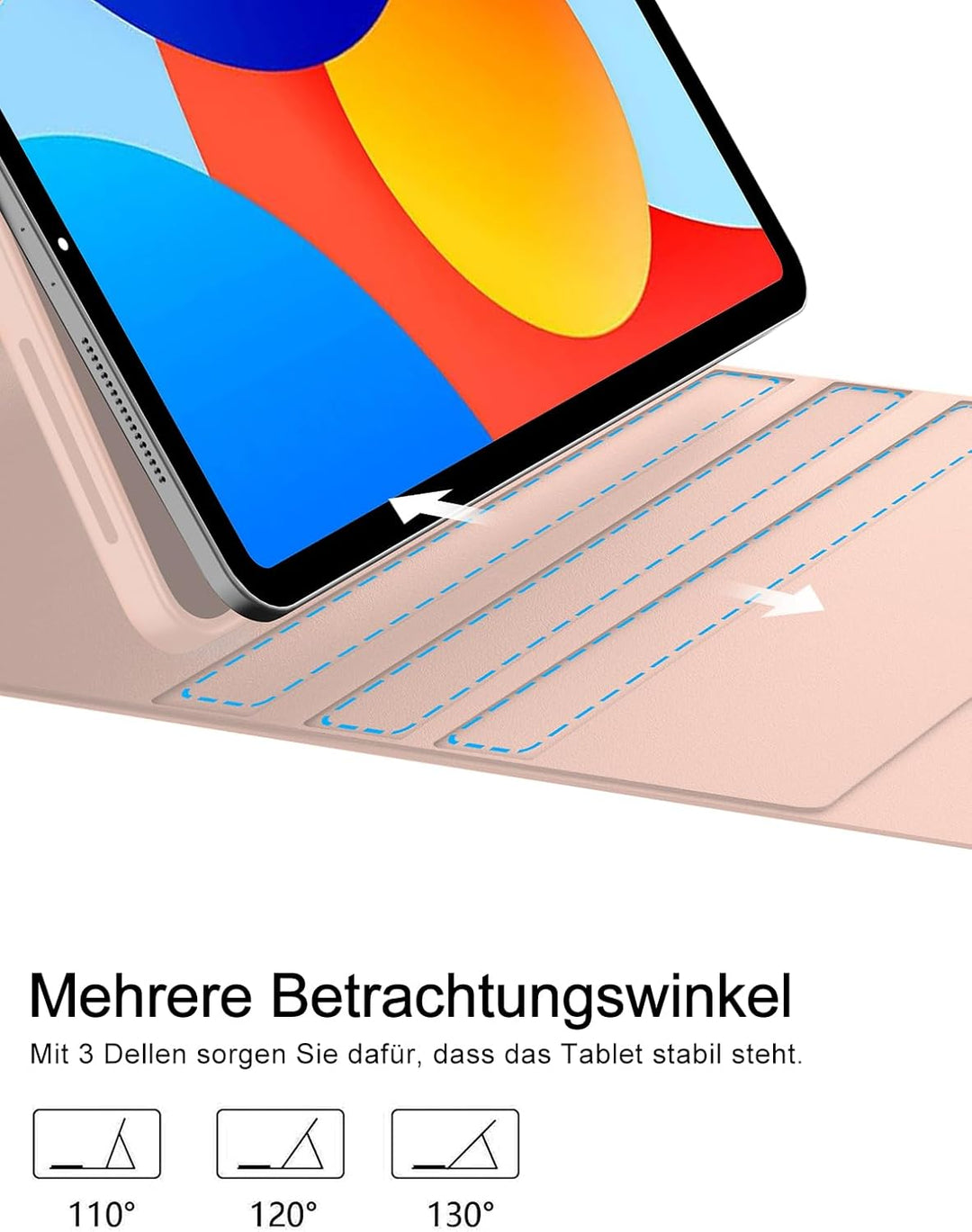 Tastatur Hülle für Xiaomi Redmi Pad SE 8.7 Zoll 2024, QWERTZ Layout Deutscher, Hülle Tastatur mit Ma